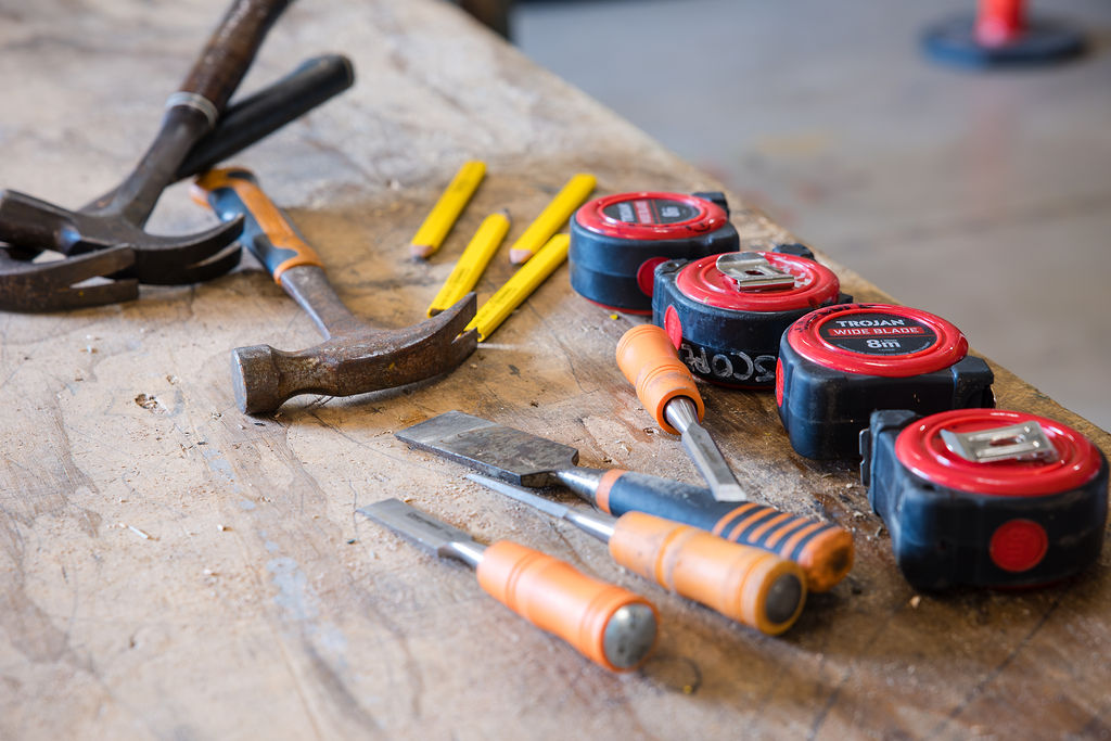 Construction tools laid out